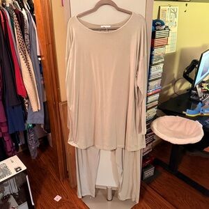 Grey/Beige Long Sleeve flowy top and bottoms set